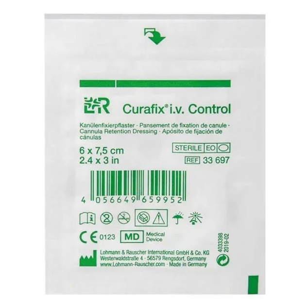 Повязка для фиксации катетеров, стерильная Curafix® i.v. Control; 6 х 7.5сm(см); 50 шт/пак - изображение 2
