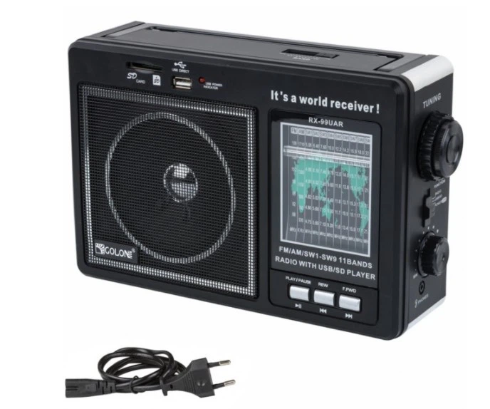Аккумуляторный портативный всеволновой радиоприёмник Golon RX-98 USB/SD/FM Black - изображение 3