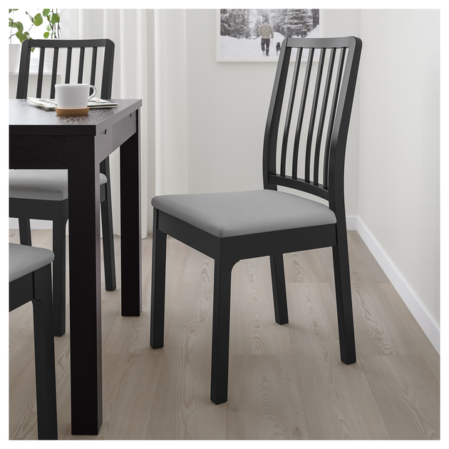 Кухонний стілець EKEDALEN IKEA 004.343.95 чорний/сірий - Фото 2 Кухонний стілець EKEDALEN IKEA 004.343.95 чорний/сірий - зображення 2