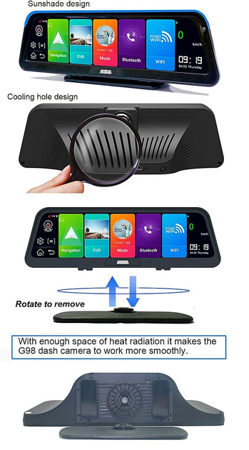 Видеорегистратор на торпеду 10" 4G Sim GPS Android Bluetooth FM передатчик Full HD GF E98 Plus / 4Ядра / 32Gb / 2Gb Ram / с камерой заднего вида - зображення 5