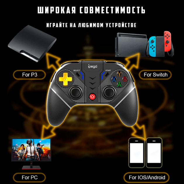 Беспроводный игровой геймпад контроллер iPega golden warrior PG-9218 |BT5.0, 2.4G, Android, iOS, TV, PC, NS, PS| (PG-9218) - изображение 6