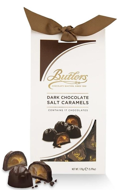 Конфеты в черном шоколаде с наполнителем соленая карамель Butlers 170 г 