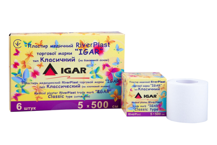 Пластир медичний RiverPlast IGAR Класичний (на бавовняній основі) 1см x 500см - зображення 2