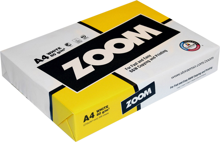  бумаги офисной Zoom Stora Enso А4 80 г/м2 класс С+ 5 пачек по 500 .