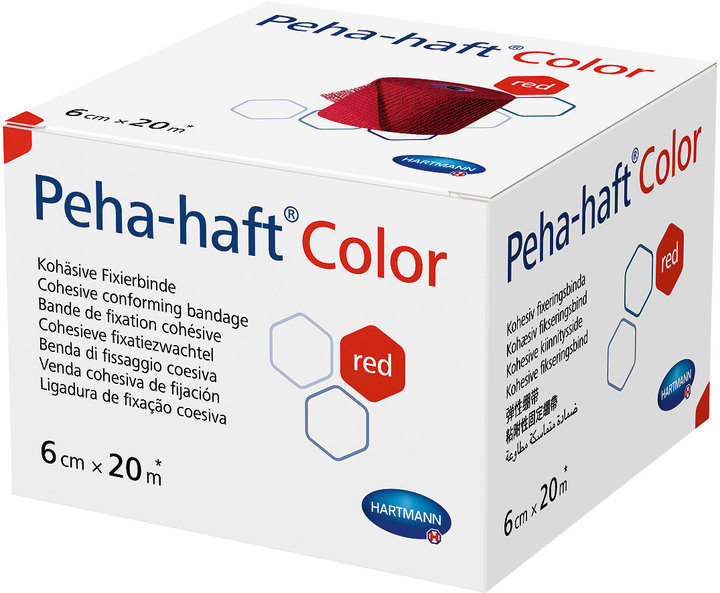 Бинт когезивный фиксирующий Hartmann Peha-haft Color красный 6 см x 20 м 1 шт (9324602) - изображение 1