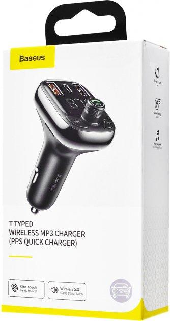 FM-трансмітер Baseus T Typed S-13 Bluetooth MP3 Charger Black (CCTM-B01) [60615] - зображення 7