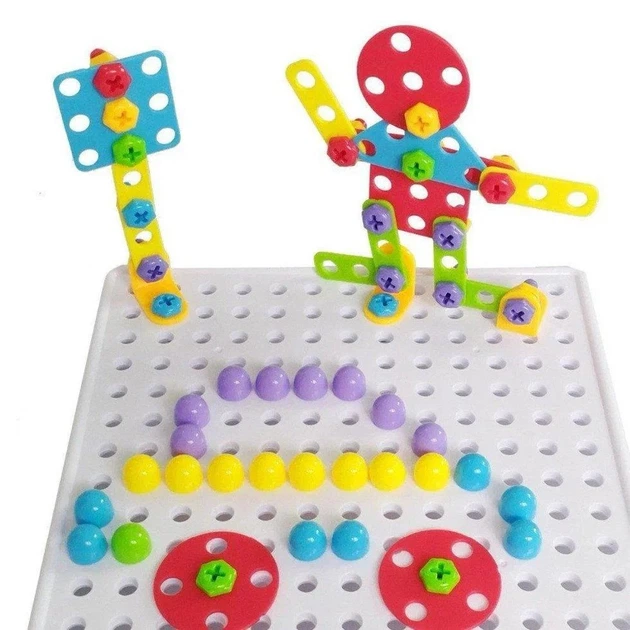 Детский пластмассовый конструктор Creative Puzzle 4 in 1 151 элемент, с шуруповертом - Фото 1 Детский пластмассовый конструктор Creative Puzzle 4 in 1 151 элемент, с шуруповертом - изображение 1