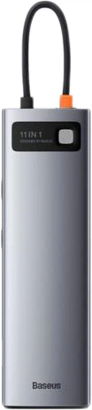 USB Hub Baseus CAHUB-CT0G Metal Gleam Series 11-in-1 Multifunctional Type-C Gray (CAHUB-CT0G) - obraz 2