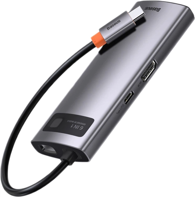 USB Hub Baseus CAHUB-CW0G Metal Gleam Series 6-in-1 Multifunctional Type-C Gray (CAHUB-CW0G) - obraz 5