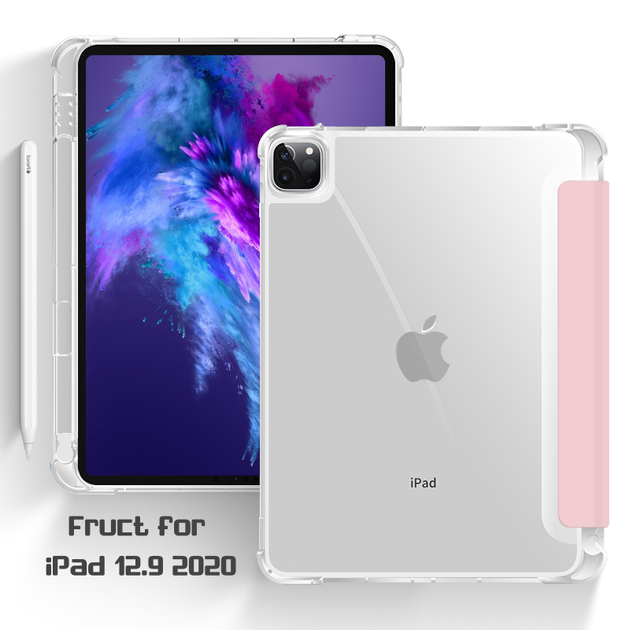 Силіконовий чохол Fruct Protect Plus для iPad 12.9 2018-22 Протиударний З тримачем для стилуса Рожевий - зображення 2
