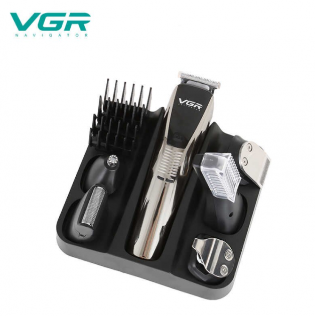 Беспроводная машинка для стрижки волос и триммер 6 в 1 VGR V-029 Professional аккумуляторная 10 Вт набор для стрижки бороды носа и тела USB зарядка влагозащита - изображение 5