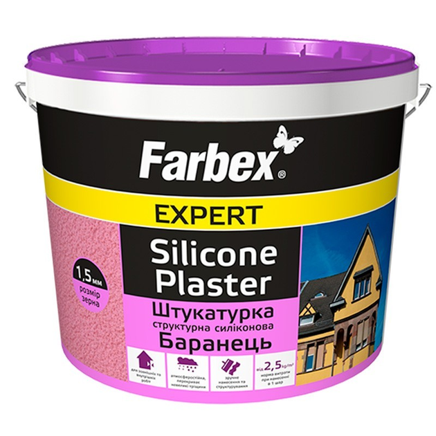 Штукатурка структурна силіконова Баранець Farbex білий База-А 30 кг - зображення 1