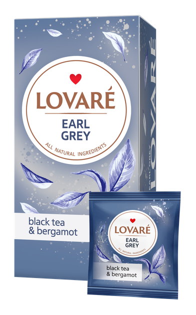 Упаковка чорного чаю Lovare Earl Grey з ароматом бергамота 2 пачки х 24 пакетика в індивідуальних конвертах (2000006781321) - зображення 2