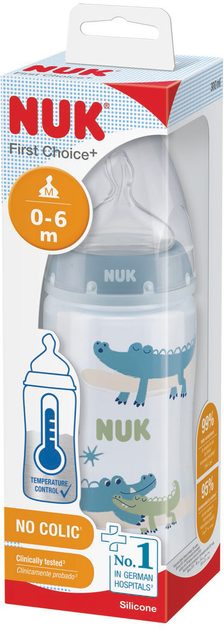 Пляшечка NUK First Choice Plus Крокодили 300 мл Синя (4008600418160) - зображення 2
