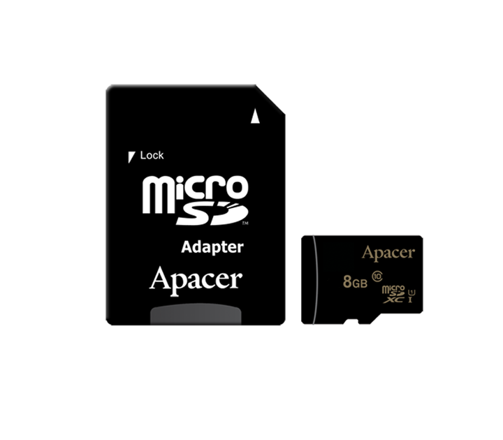Карта памяти Apacer MicroSD 8GB 10 class с адаптером SD (Черный) - изображение 2