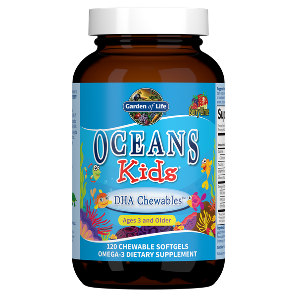 Риб'ячий жир для дітей Oceans Kids DHA Chewable Garden of Life ягоди лайм 120 жувальнихтаблеток (GOL048) - Фото 1 Риб'ячий жир для дітей Oceans Kids DHA Chewable Garden of Life ягоди лайм 120 жувальнихтаблеток (GOL048) - зображення 1
