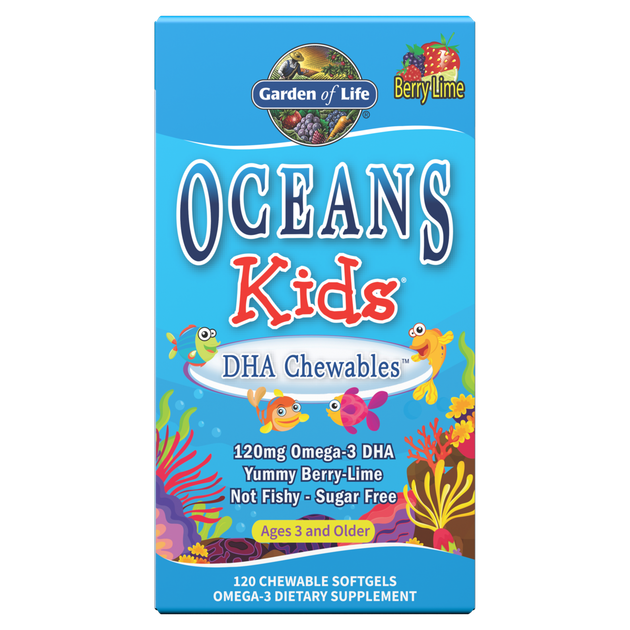 Риб'ячий жир для дітей Oceans Kids DHA Chewable Garden of Life ягоди лайм 120 жувальнихтаблеток (GOL048) - Фото 4 Риб'ячий жир для дітей Oceans Kids DHA Chewable Garden of Life ягоди лайм 120 жувальнихтаблеток (GOL048) - зображення 4