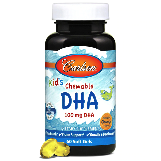 Рыбий жир для детей Kids Chewable DHA Carlson Labs апельсин 60 капсул (CAR093) - изображение 2