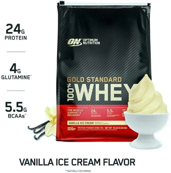 Протеїн 100% Whey Gold Standard Natural Optimum Nutrition ванільне морозиво 4.54 кг (ON199) - Фото 2 Протеїн 100% Whey Gold Standard Natural Optimum Nutrition ванільне морозиво 4.54 кг (ON199) - зображення 2
