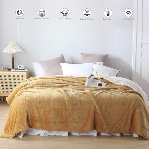 Покрывало на кровать двуспальное Suave Sherpa Throw 220х200 теплый ...