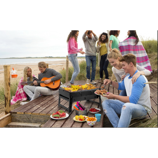 Складной барбекю гриль BBQ Grill черный, портативный мангал, жаропрочный из нержавеющей стали (ip100122) - изображение 2