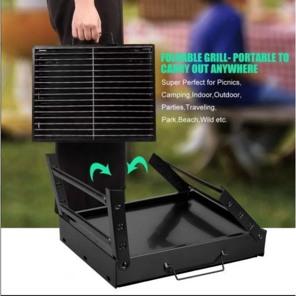 Складной барбекю гриль BBQ Grill черный, портативный мангал, жаропрочный из нержавеющей стали (ip100122) - изображение 7