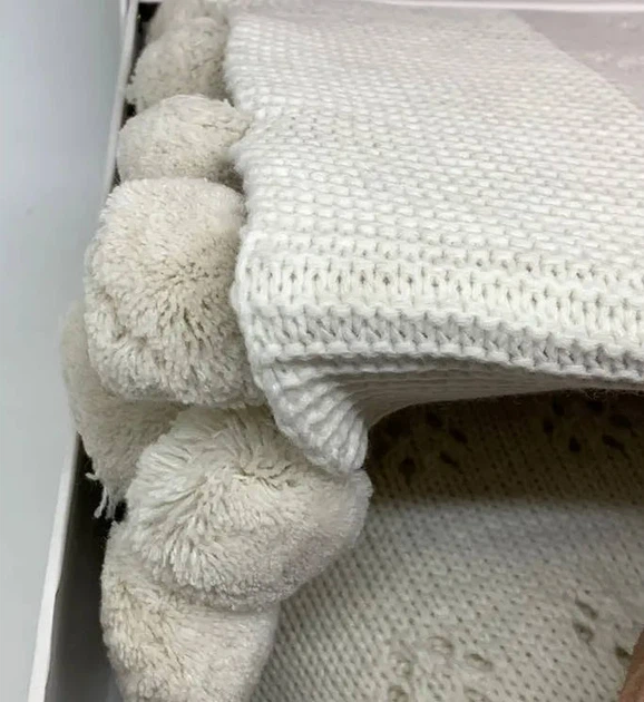 Винтажное вязаное покрывало DIAMOND SABINA IVORY 220х240см белый - изображение 2