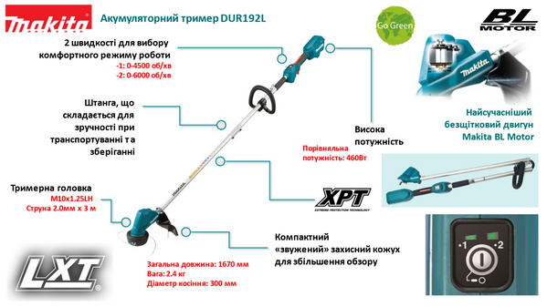 Триммер аккумуляторный Makita DUR192LZ (без аккумулятора и ЗУ) - изображение 7