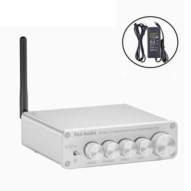 Підсилювач звуку Fosi Audio BT30D Bluetooth 5.0, 2x50W+100W White