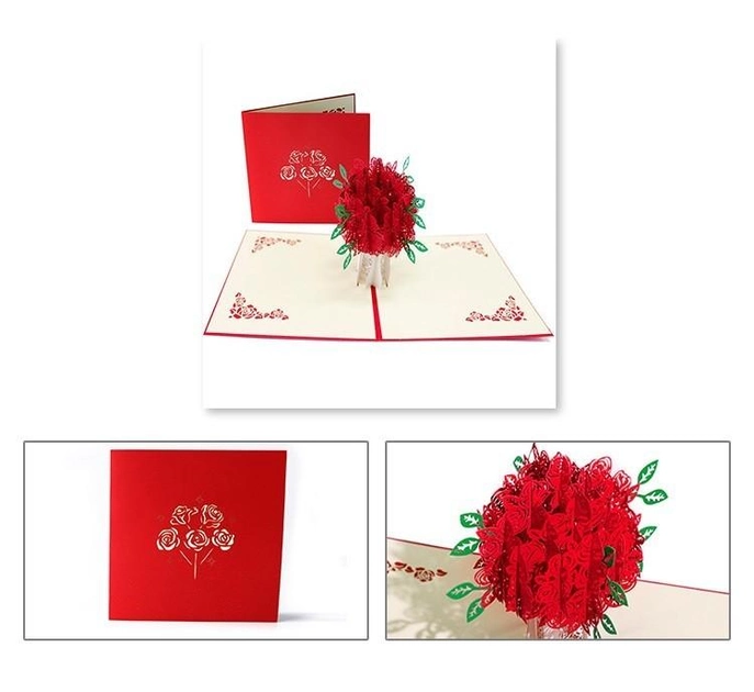 Романтические 3D открытки на день Святого Валентина в форме сердца с цветком деревом