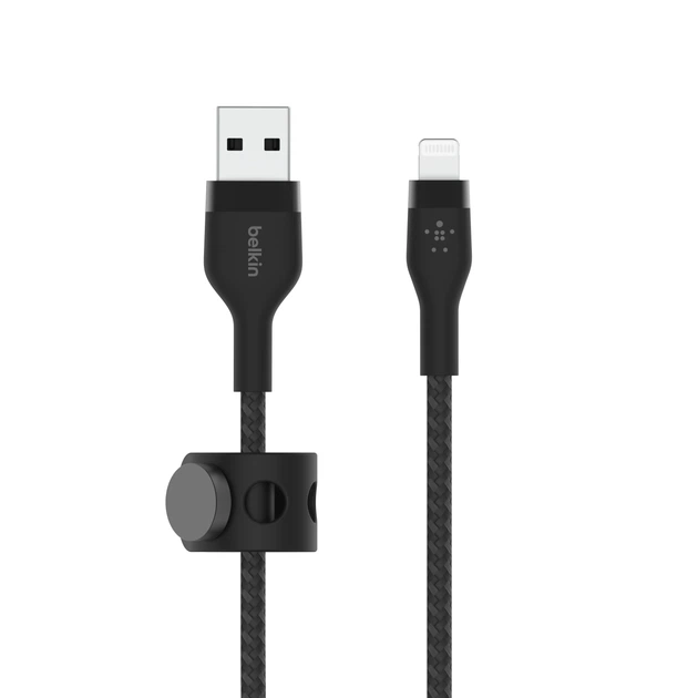 Кабель Belkin BRAIDED SILICONE USB-A — Lightning 1 м Black (CAA010bt1MBK) - Фото 2 Кабель Belkin BRAIDED SILICONE USB-A — Lightning 1 м Black (CAA010bt1MBK) - зображення 2