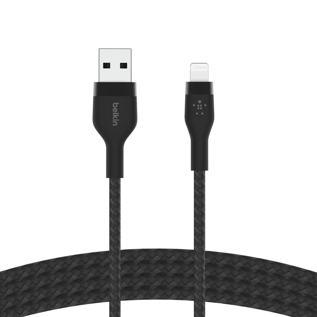 Кабель Belkin BRAIDED SILICONE USB-A — Lightning 1 м Black (CAA010bt1MBK) - Фото 4 Кабель Belkin BRAIDED SILICONE USB-A — Lightning 1 м Black (CAA010bt1MBK) - зображення 4