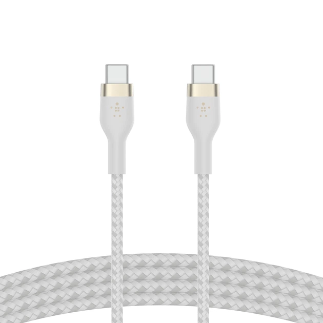 Кабель Belkin BRAIDED SILICONE USB-C - USB-C 1 м White (CAB011bt1MWH) - зображення 3