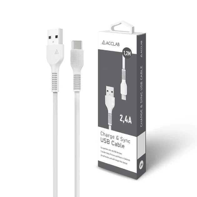 Кабель синхронизации ACCLAB AL-CBCOLOR-T1WT USB to Type-C 1.2 м Белый (1283126518287) - Фото 6 Кабель синхронизации ACCLAB AL-CBCOLOR-T1WT USB to Type-C 1.2 м Белый (1283126518287) - изображение 6