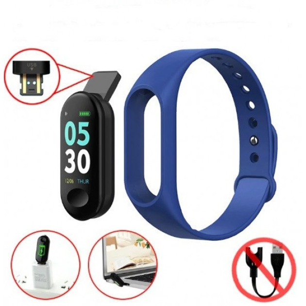 Фитнес браслет с измерением пульса и давления Smart Watch M3 Blue ...