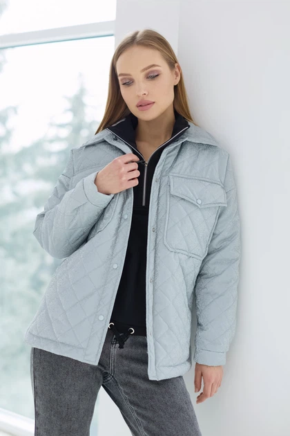 Жіноча демісезонна куртка з плащівки з утеплювачем синтепон Seventeen L-XL Сірий (2000000176406) - Фото 4 Жіноча демісезонна куртка з плащівки з утеплювачем синтепон Seventeen L-XL Сірий (2000000176406) - изображение 4