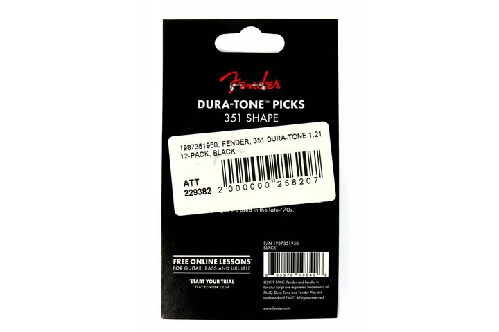 Набор медиаторов Fender 351 DURA-TONE 1.21 12-PACK, BLACK - изображение 6