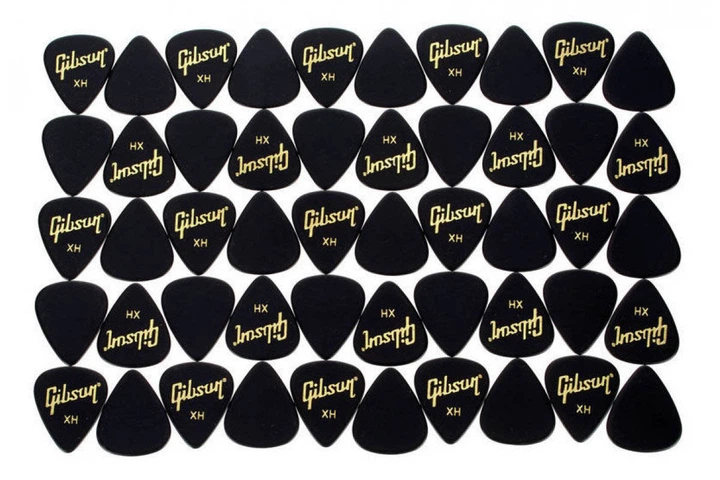Набор медиаторов Gibson APRGG-74XH 1 2 GROSS BLACK STANDARD STYLE EXTRA HEAVY - изображение 2