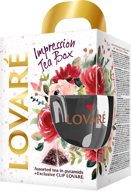 Подарунковий набір чаю Lovare в пірамідках Impression tea box з фірмовою чашкою (4820198877231) - зображення 2