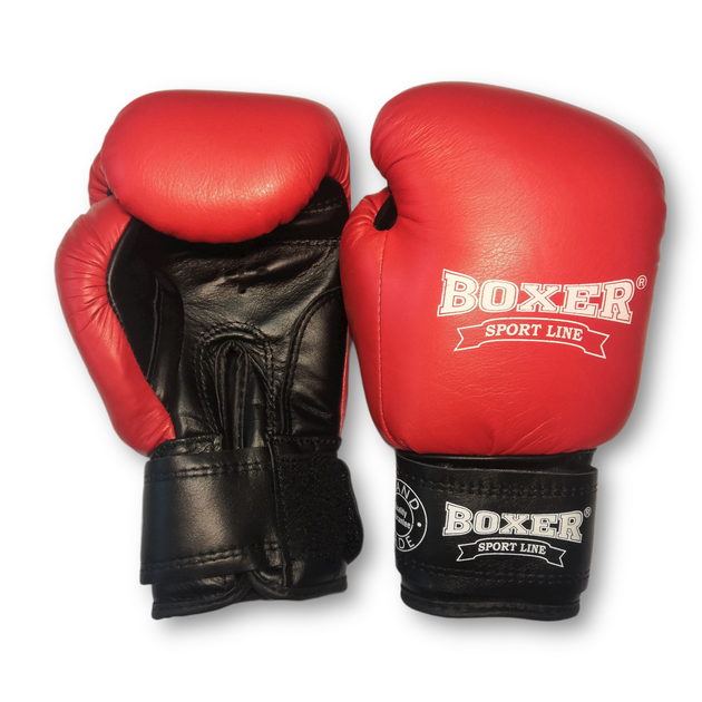 Боксерские перчатки BOXER 6 oz кожа красные - Фото 1 Боксерские перчатки BOXER 6 oz кожа красные - изображение 1