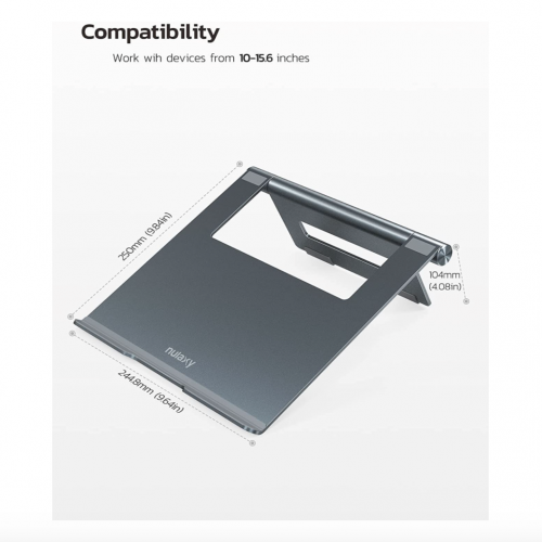 Подставка для ноутбука Nulaxy Foldable Aluminum Laptop Stand Gray - изображение 5