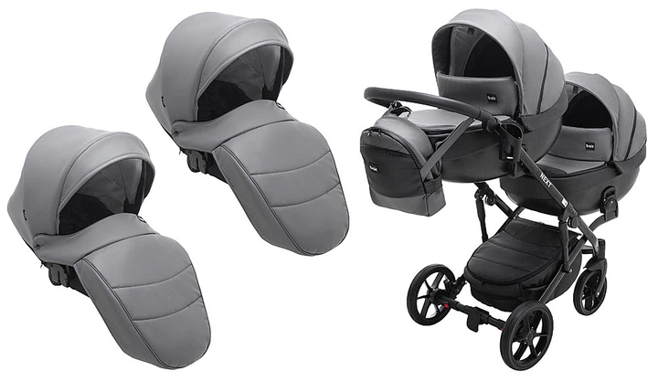 Коляска 2 в 1 для двойни Bair Next DUO ECO 25 графит - Фото 1 Коляска 2 в 1 для двойни Bair Next DUO ECO 25 графит - изображение 1