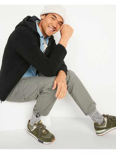 Куртка на молнии с капюшоном OLD NAVY из плюшевой шерпы 1159760257 (Черный, M) - изображение 3