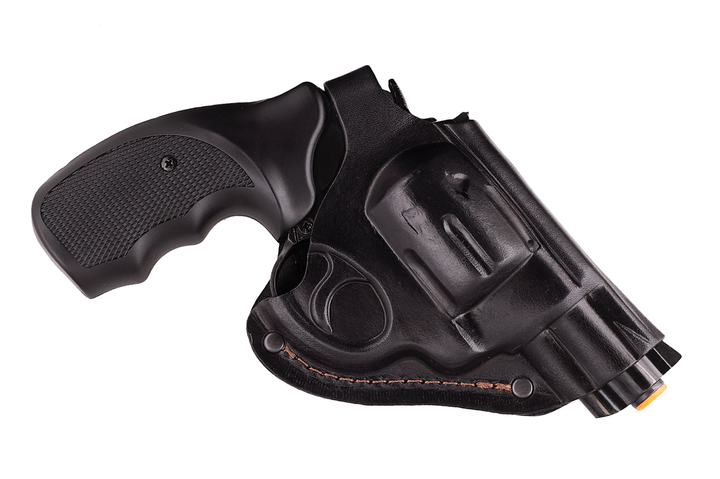 Кобура для Револьвера 25 поясная на пояс формованная кожаная черная MS - изображение 1