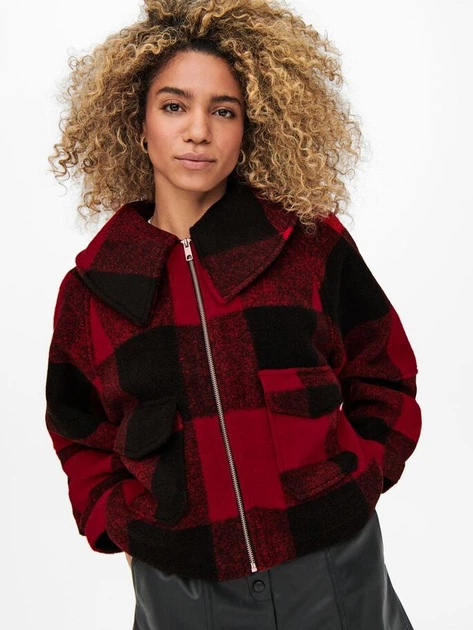 Куртка ONLY ONLBROOKLYN L/S CROP CHECK JACKET PNT M Красный 15243803-Barbados Cherry-Checks - Фото 3 Куртка ONLY ONLBROOKLYN L/S CROP CHECK JACKET PNT M Красный 15243803-Barbados Cherry-Checks - изображение 3
