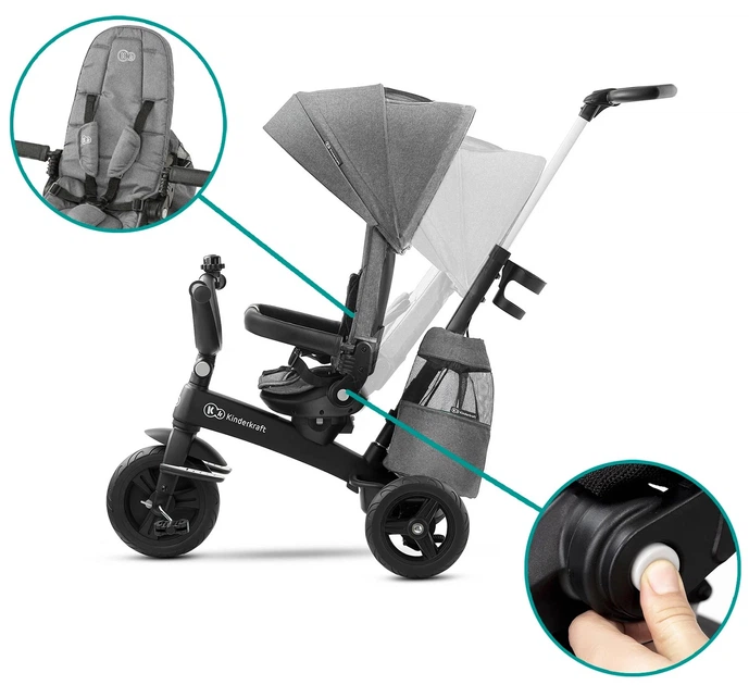 Rower trójkołowy Kinderkraft Easytwist Platinum Grey (KKRETWIGRY0000) (176375) - Zdjęcie 6 Rower trójkołowy Kinderkraft Easytwist Platinum Grey (KKRETWIGRY0000) (176375) - obraz 6