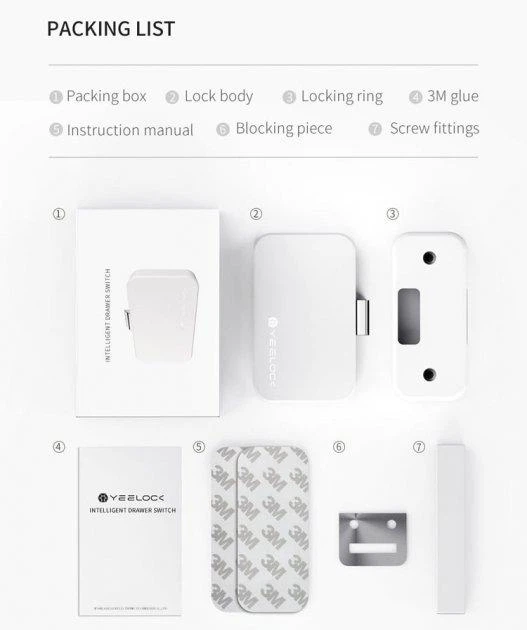 Розумний замок меблевий Yeelock Bluetooth Cabinet Lock ZNGS01YSB - Фото 8 Розумний замок меблевий Yeelock Bluetooth Cabinet Lock ZNGS01YSB - зображення 8
