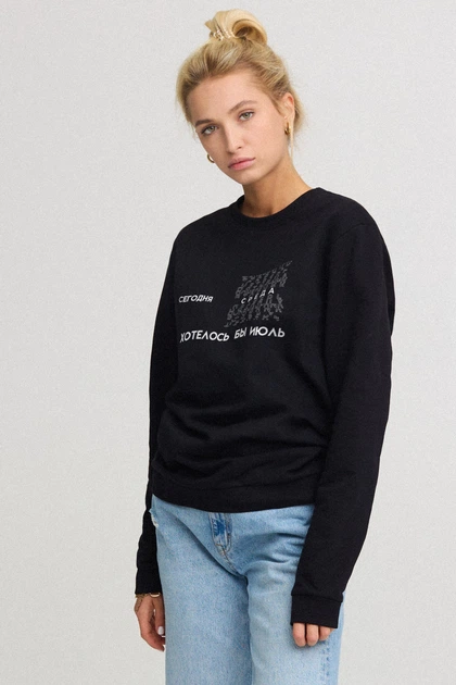 Світшот жіночий oversize /no flis/ L Чорний (BSWB30018) - Фото 1 Світшот жіночий oversize /no flis/ L Чорний (BSWB30018) - изображение 1