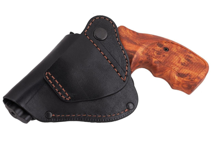 Кобура Револьвер 25 поясная скрытого внутрибрючного ношения формованная с клипсой кожа черная MS - изображение 2