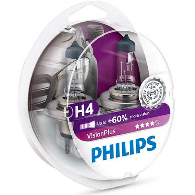 Галогеновая лампа Philips H4 VisionPlus 12342VPS2 60/55W P43t – фото ...